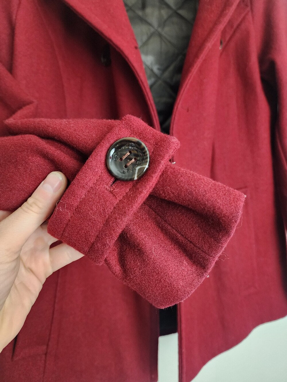 Calvin Klein Women's Red Wool Blend Peacoat - Picture 4 of 10